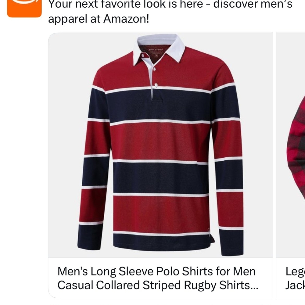Goodthreads Men's Red and Navy Striped Polo Shirt